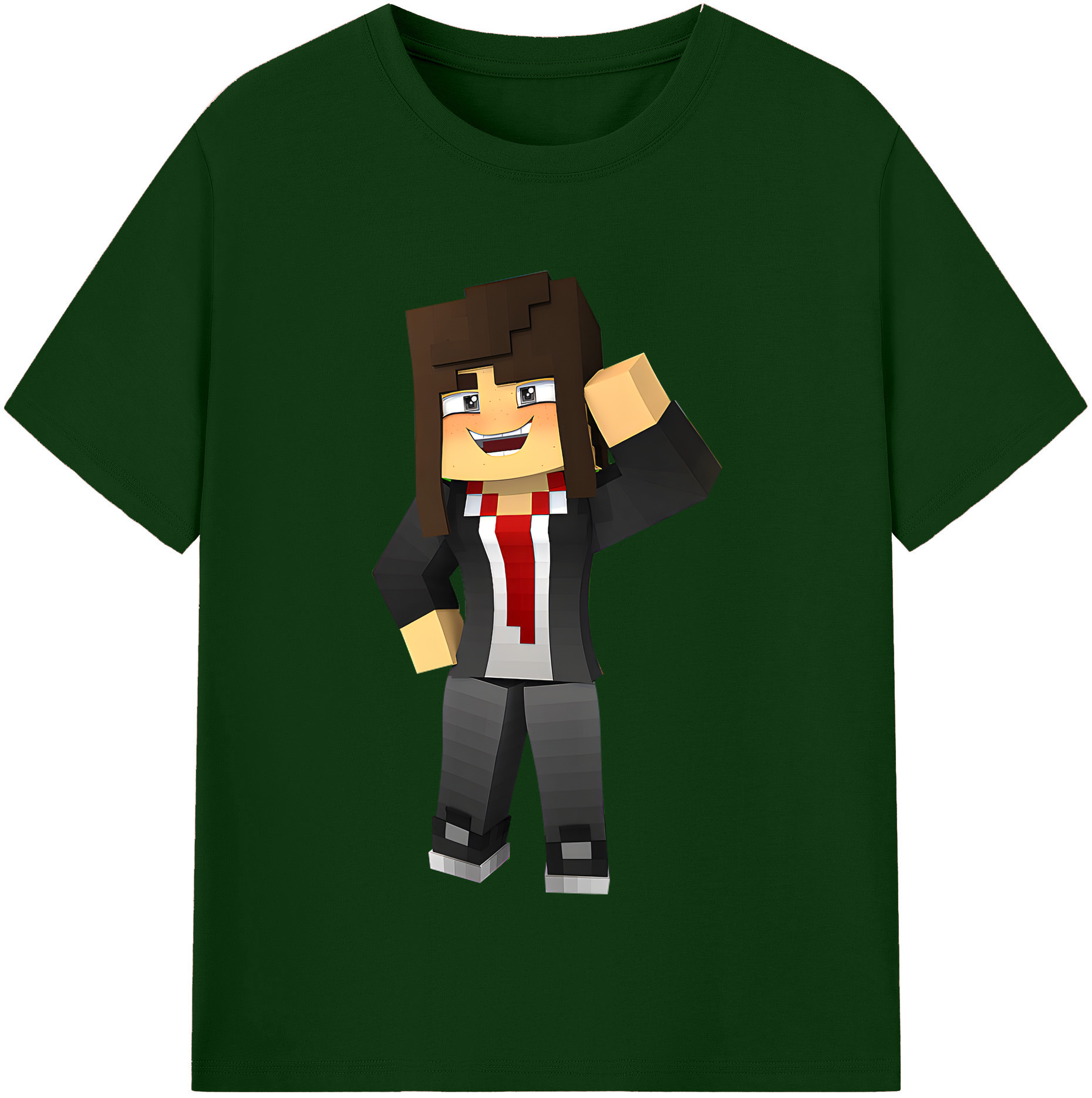 （画像用） マインクラフト ブロックの世界 Minecraft MC Block world 綿100％半袖Tシャツ（フロントプリント）